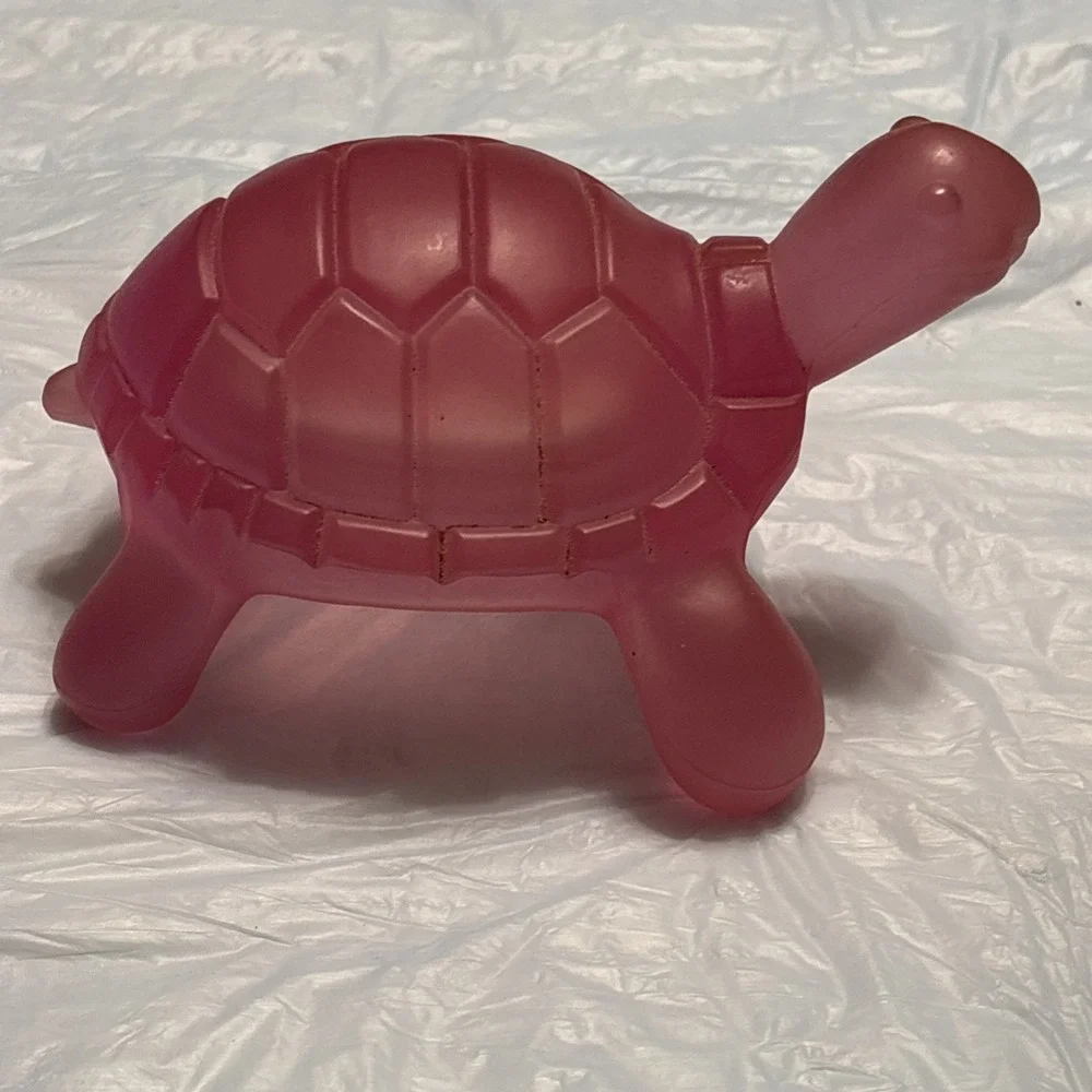 Vintage Pink Turtle Frosted Acrylic Resin Style Figurine 5